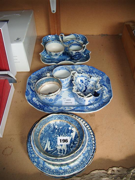 Collection of blue and white pottery